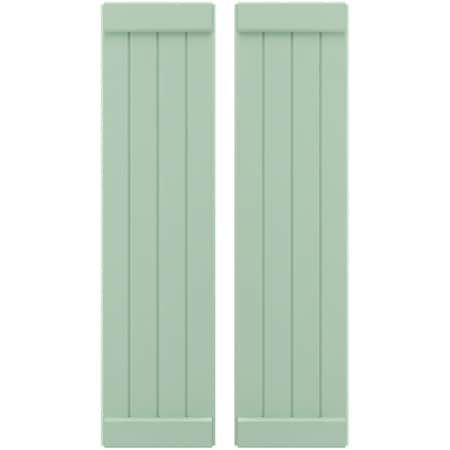 Americraft 4-Board Exterior Wood Joined Board-n-Batten Shutters W/ End Batten, ARW103BB414X40SGH